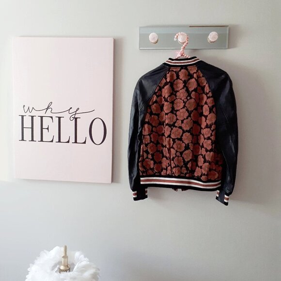 NWT Coach black & brown leather bomber jacket - Picture 10 of 12